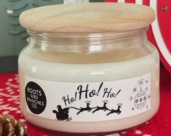 HO HO HO Candle | Christmas Candle | Holiday Candle | Santa | Reindeer |Soy Candle in Container