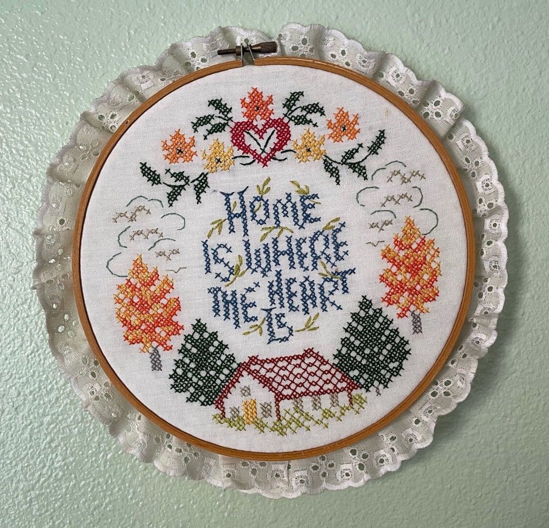 Vintage Home is Where the Heart is Cross Stitch Etsy