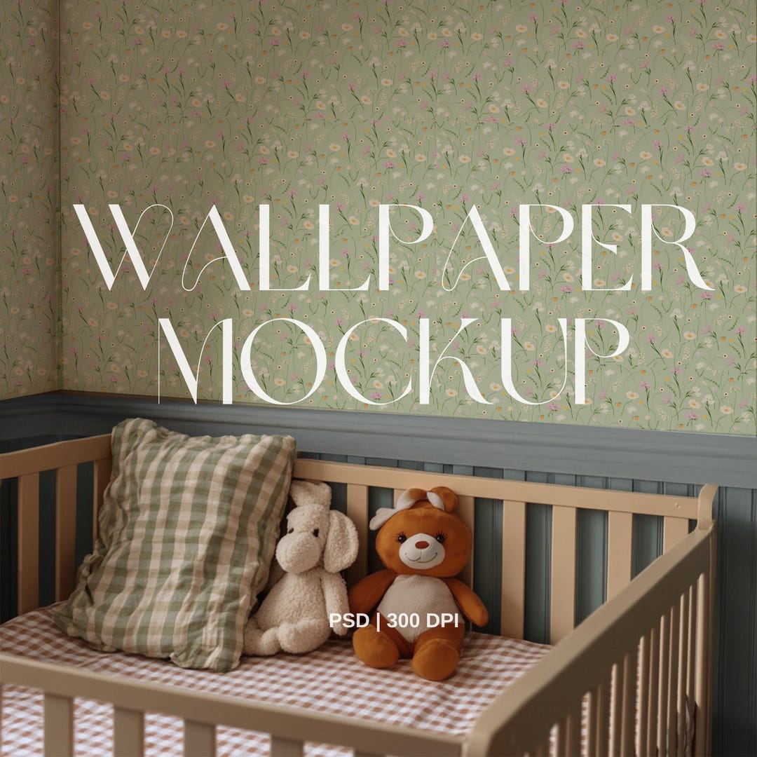 Cottagecore Nursery Wallpaper Mockup: Vintage Floral Design (digital ...