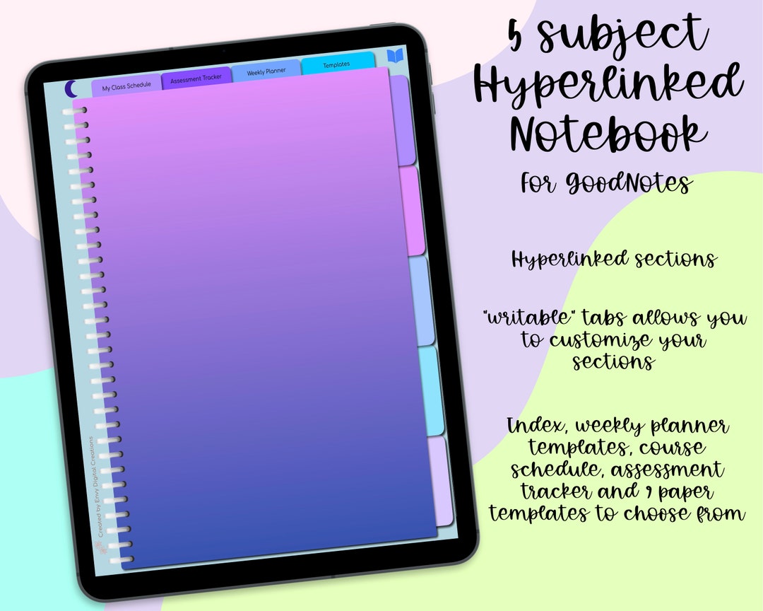 Digital Subject Notebook // 5 Subject // Notetaking, Journaling