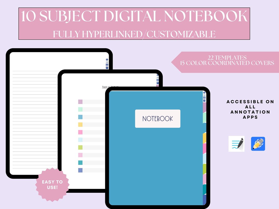 10 -subject Digital Notebook – Hyperlinked | Aesthetic | Pastel ...