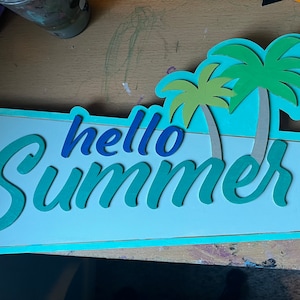 17" Unfinished Hello Summer Letrero de madera