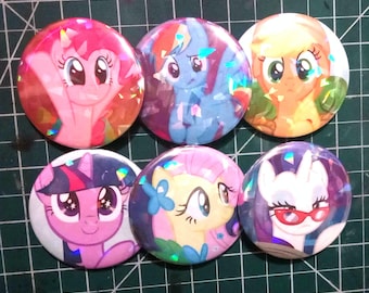 MLP holographic horse buttons