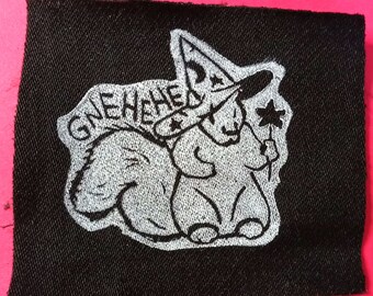 Squirrel wizard - mini linocut sew on patch