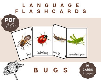 Montessori Language Flashcards: Bug & Insect Cards for Toddlers and Preschoolers