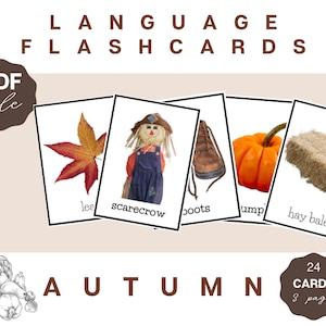 Montessori Language Flashcards: Fall/Autumn Vocabulary for Toddlers and Preschoolers