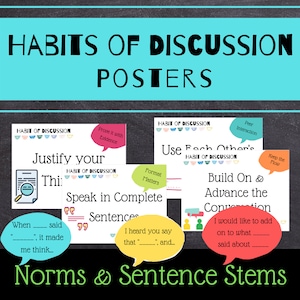 Habits of Discussion Norm & Sentence Stems Posters for Accountable Talk