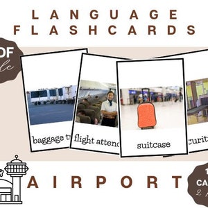 Montessori Language Flash Cards: Airport Vocabulary for Toddlers and Preschoolers