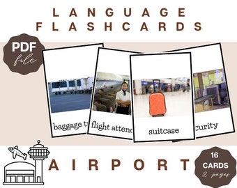Montessori Language Flash Cards: Airport Vocabulary for Toddlers and Preschoolers