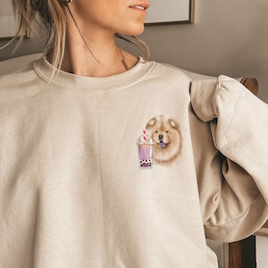 Boba Chow Head Sweatshirt, Chow Chow Mama Sweater, Chow Chow Shirt, Bubble Tea Chow Chow Sweatshirt, Dog Lover, Chow Chow Dog Lover Gift