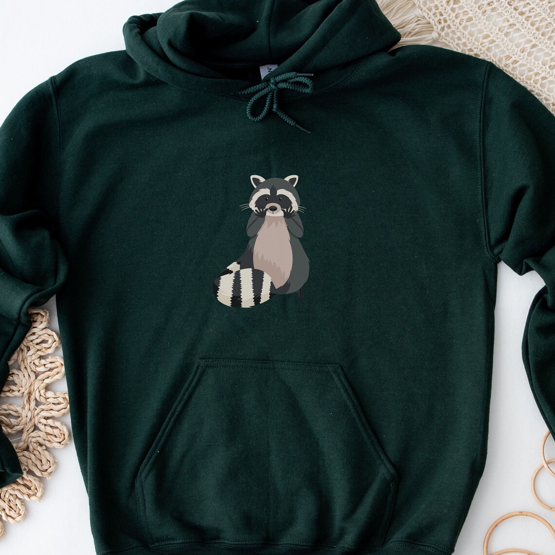 Cute Raccoon Hot Air Balloon Pattern Print Women Pullover Hoodie main image 1