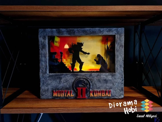 Mortal Kombat Custom Light Box MK2 Shao Kahn Diorama 