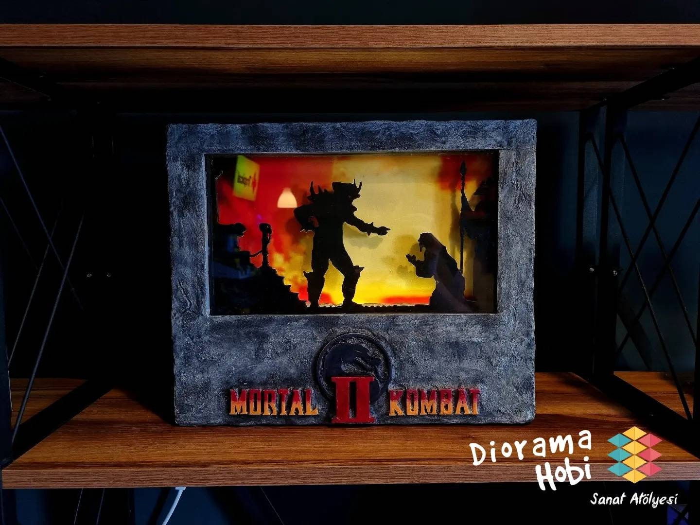 Mortal Kombat Custom Light Box MK2 Shao Kahn Diorama 