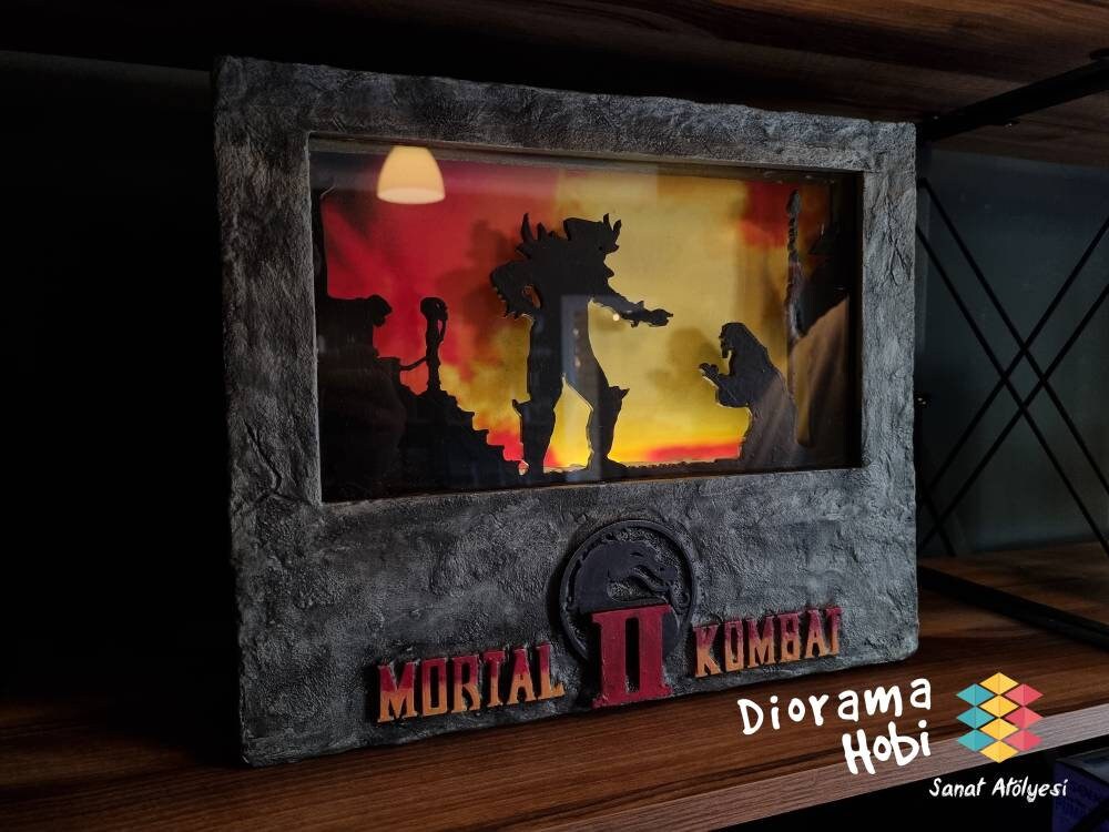 Mortal Kombat Custom Light Box MK2 Shao Kahn Diorama 