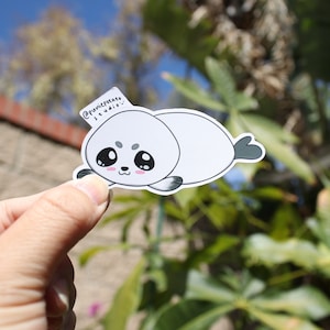 Vinyl Sticker Cute Baby Harp Seal, Weatherproof Matte, Glossy Vinyl