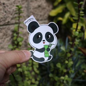 Vinyl Sticker Panda Eating Bamboo, Weatherproof Matte, Glossy Vinyl