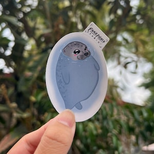 Vinyl Sticker Adorable Chonky Ringed Seal, Weather-proof Matte, Glossy Vinyl