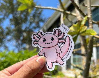 Vinyl Sticker Cute Axolotl, Weather-proof Matte, Glossy Vinyl