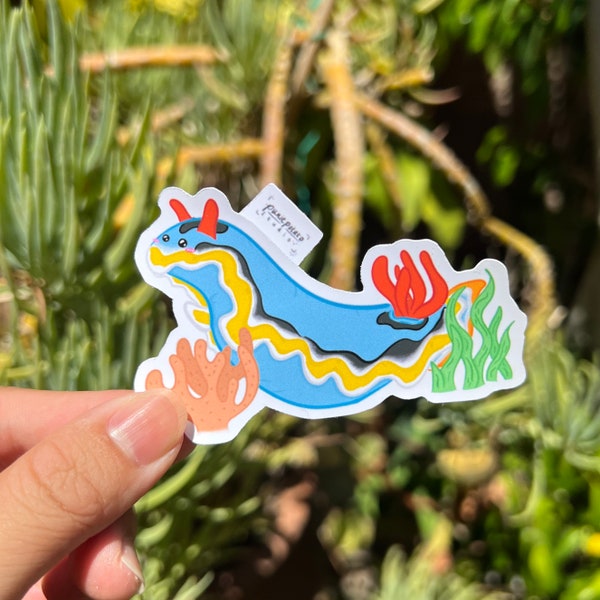 Vinyl Sticker Blue Sea Slug, Weatherproof Matte, Glossy Vinyl