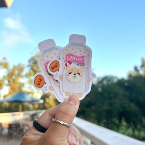Vinyl Sticker Halloween Shiba Inu in Calpico Costume, Weather-proof Matte, Glossy Vinyl