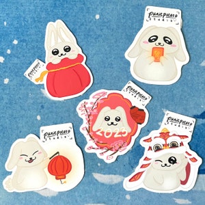 Vinyl Aufkleber 2023 Lunar New Year Kaninchen STICKER PACK, Wetterfest Matt, Glänzend Vinyl, Holographisch
