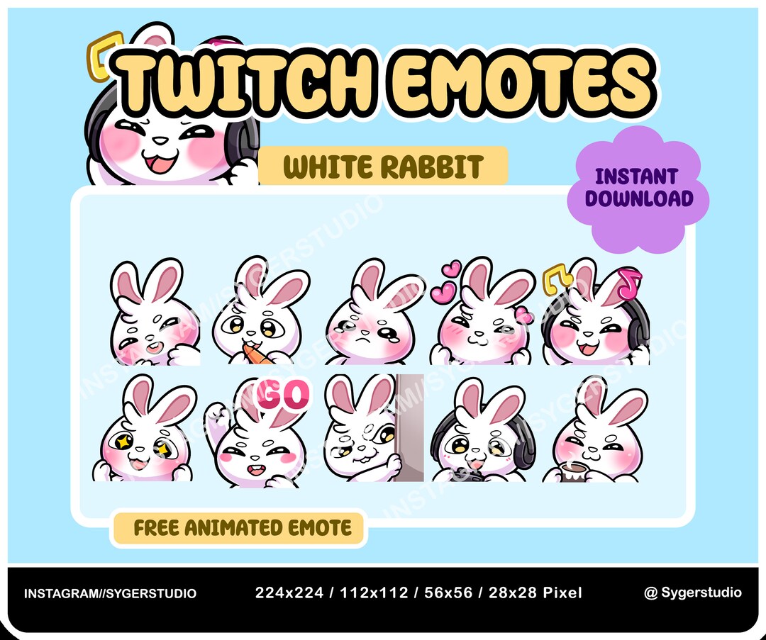 White Rabbit Emote Twitch, Discord, Kick Emotes Instant Download ...