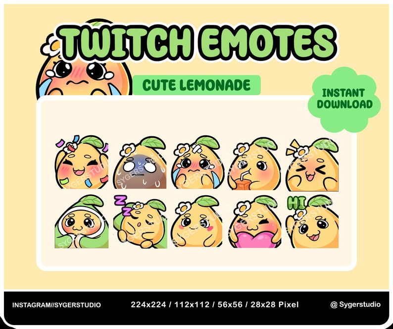 Lemon Emotes Cute Lemonade Emote Twitch, Discord, Kick Emotes Instant Download ...