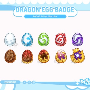 Odznaka Sub Dragon Egg, Odznaki Sub dla Twitch, Odznaki Stream Sub & Bit, Odznaki Cartoon Sub, Grafika Twitch, Odznaka Sub, Gotowa odznaka Sub