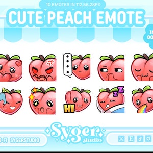 Kawaii Peach Emote Twitch, Discord, Kick Emotes Direct downloaden | Streamingmiddelen, stickers, emoji