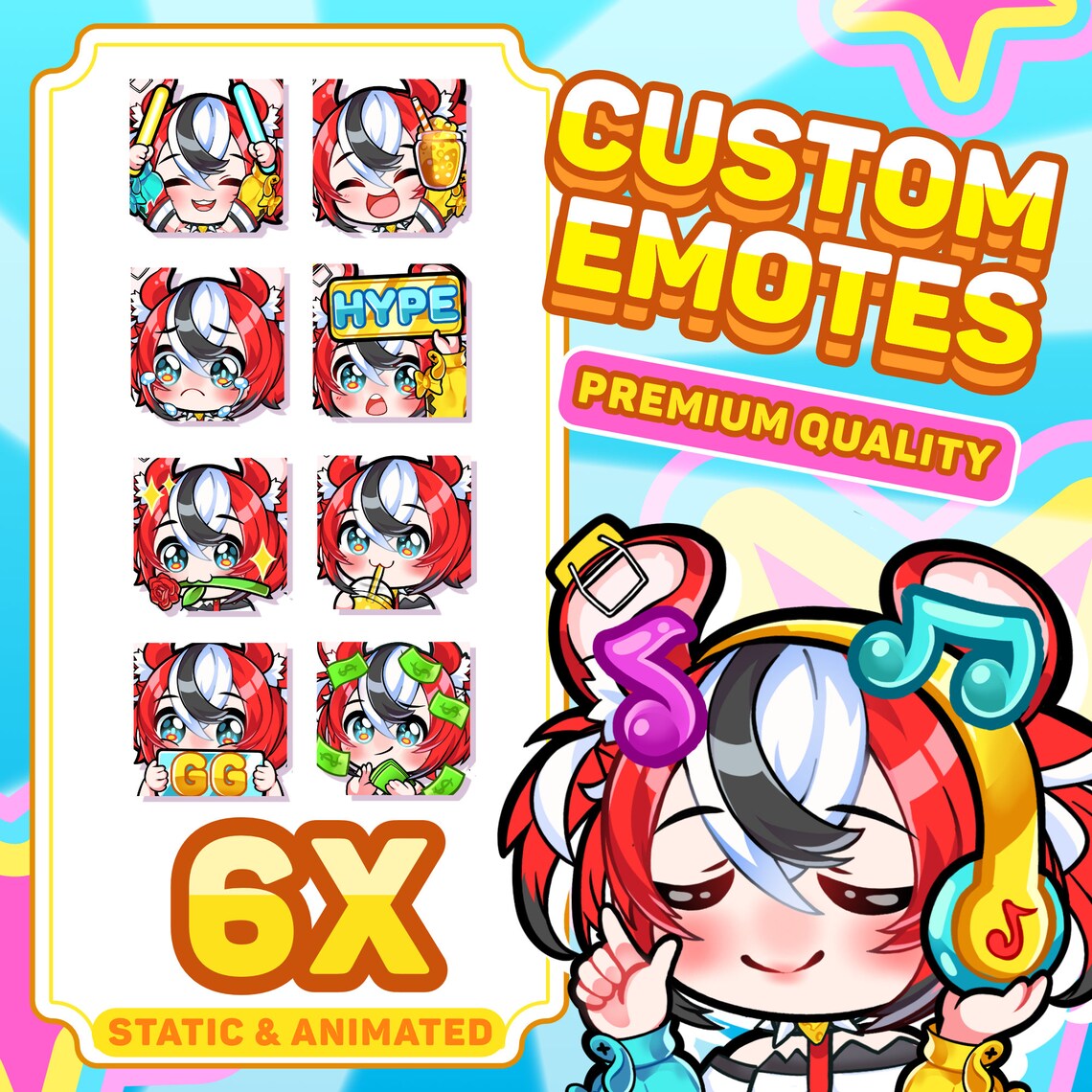 Custom Emote 6X for Twitch Discord & Kick Emotes ,twitch Graphics ...