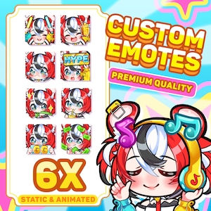 Custom Emote 6X For Twitch Discord & Kick emotes ,Twitch graphics ,Discord emote Custom , Chibi Emote Comission