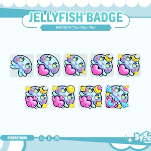 Jellyfish Evolution Sub Badge, Sub Badges for Twitch ,Stream Sub & Bit Badges , Twitch Graphics , Sub Badge , Premade Sub Badge