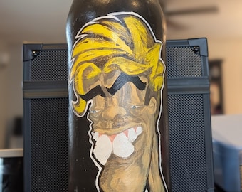 Found Object Street Art - Glass 40oz Bottle Mixed Media - OoAK SET