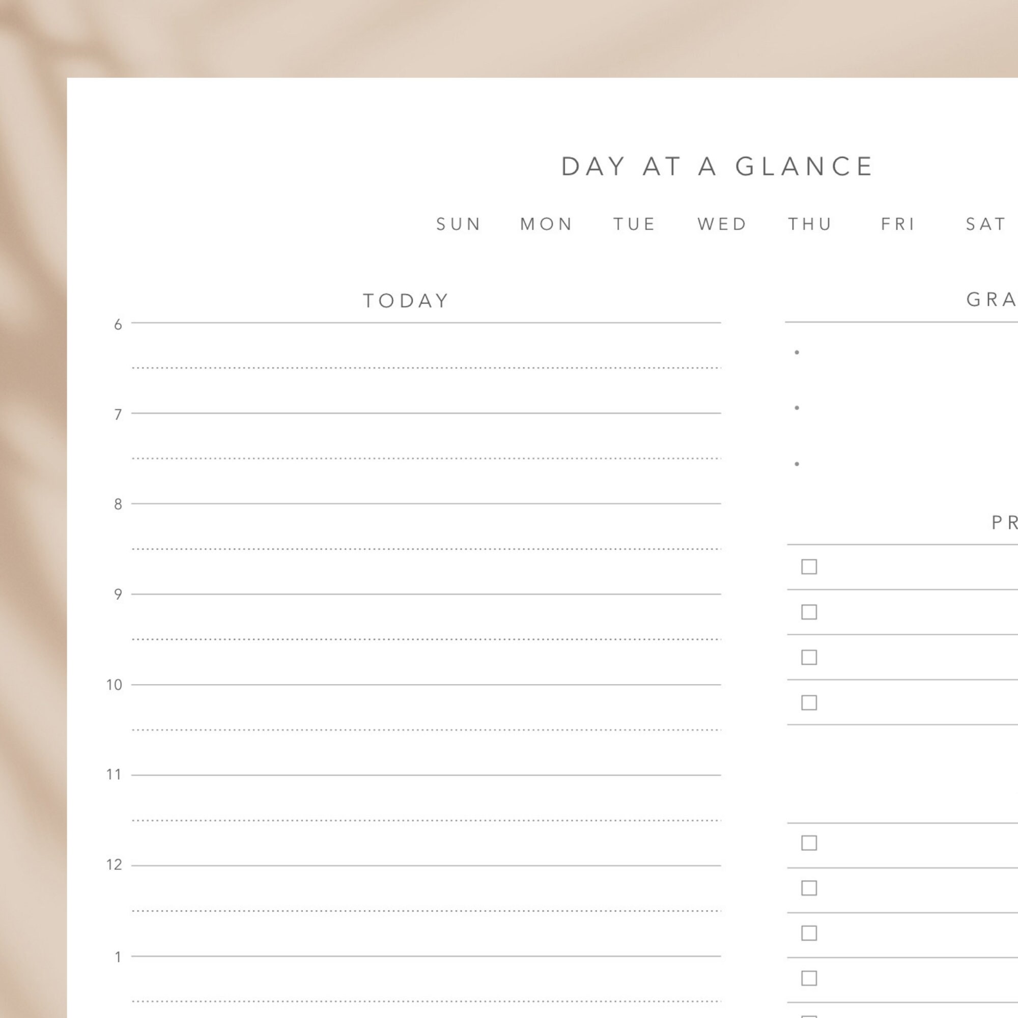 Day at A Glance, Undated Daily Planner, Minimalist Aesthetic, Digital ...