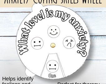 Anxiety Coping Skills Wheel Printable, Feelings Wheel Therapy Tool, Mental Health Worksheet, Emotion Regulation Spinner, Counseling Resource