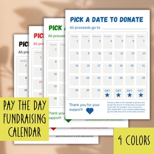 Pick a Date Fundraising Calendar - 4 Colors; Minimal Design