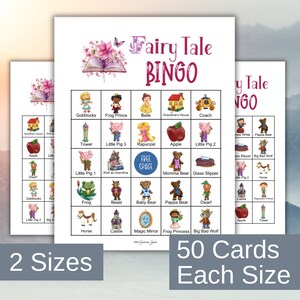 Cuento de hadas - Juego de bingo temático: Cenicienta, Blancanieves, Ricitos de Oro, Rapunzel y más