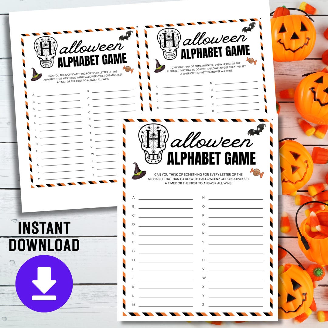 Halloween Alphabet Game – Printable Halloween Party Game for Kids (12 ...