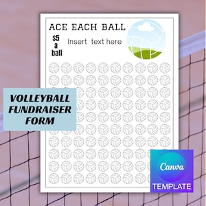 Volleyball Fundraiser -  Editable Canva Template - Color the Volleyballs - Sponsorship - Travel Volleyball