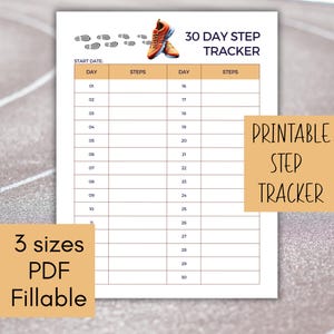 30 dagen stappenteller: wandelen, hardlopen of joggen | Invulbare pdf | US Letter, A4 en A5