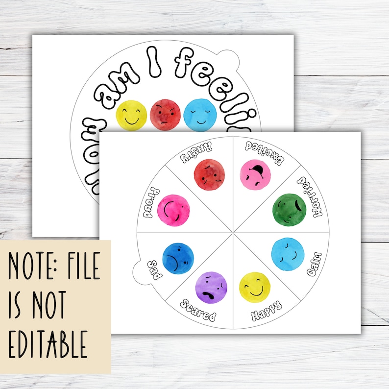 Emotion Wheel - Spinner Wheel Printable - Visual Aid - Feelings Wheel ...