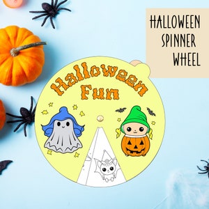 Roda de atividades de Halloween Kawaii - Atividade para imprimir para crianças