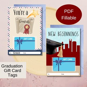 Étiquette pour carte-cadeau pour l'obtention d'un diplôme d'études secondaires, collégiale et universitaire | PDF à remplir | Nouveaux départs et félicitations pour les diplômés