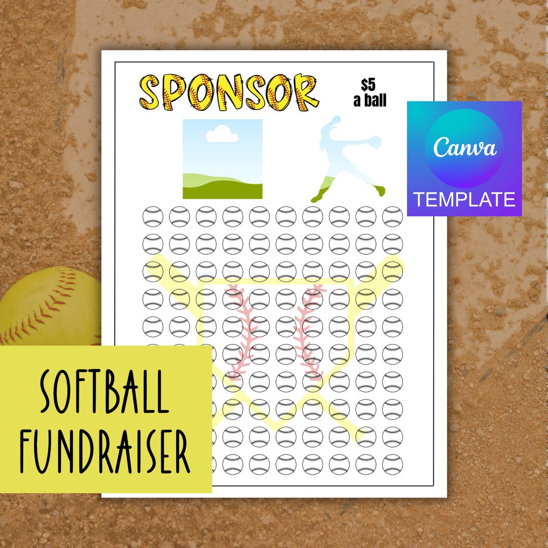 Softball Fundraiser - Template - Color the Softballs - Team Fundraiser ...