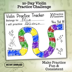 Violin Practice Tracker Printable, Violin Practice Challenge, Music Practice Log for Kids, Violin Reward Chart, Practice Motivation Chart