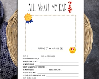 Todo sobre mi papá imprimible: idea de regalo para el día del padre