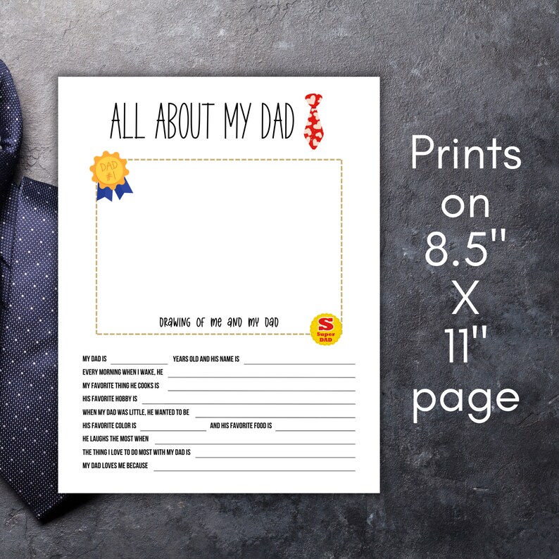 All About My Dad Printable - Father's Day Gift Idea - Etsy Canada