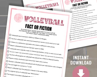 Volleyball Fact or Fiction Game Printable, Volleyball Team Party Game, Sports Banquet Activity, Volleyball Camp Icebreaker, Instant Download
