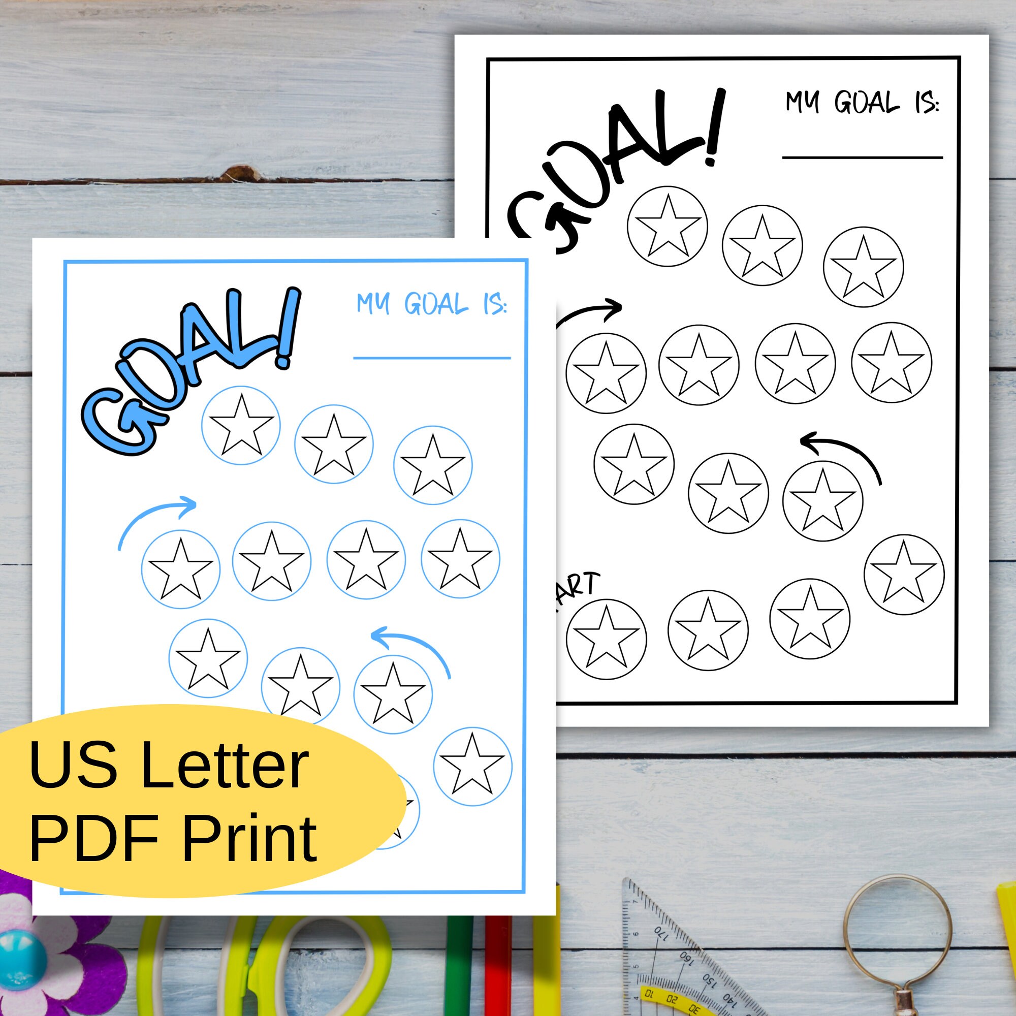 Kids Goal Tracker Printable, Star Reward Chart, Progress Tracker