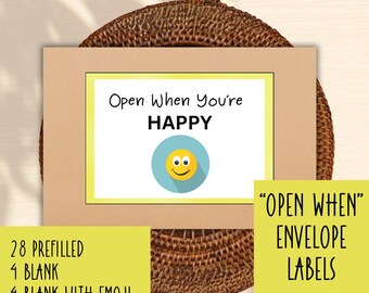 Open When Letters for College Students, Printable Envelope Labels, Gift from Parents, College Care Package, 28 Open When Notes